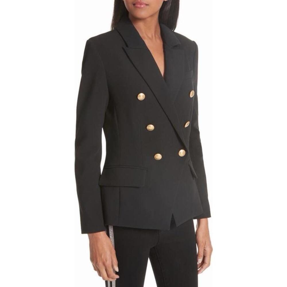 New L’’Agence Kenzie double breasted blazer in black gold buttons Sz 14 $675 - Picture 3 of 10